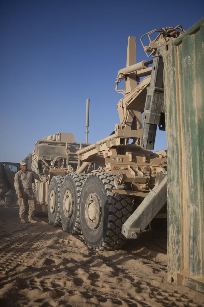 US Marine uses a Logistics Vehicle System Replacement Canvas Art - Stocktrek Images (23 x 35)