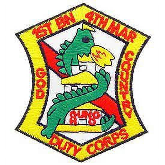 US Marines Iron On Patch - 1st Battalion 4th Marine "God Country Duty Corps" Logo PPM8499