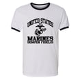 thumbnail image 1 of US Marines Semper Fidelis Adult Short Sleeve Ringer T-shirt, 1 of 3