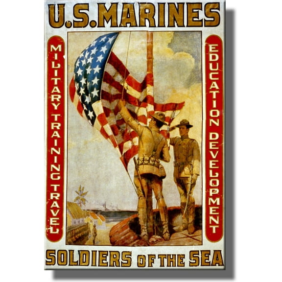 US Marines Soldiers of the Sea Picture Made on Stretched Canvas Wall Art Decor Ready to Hang!.