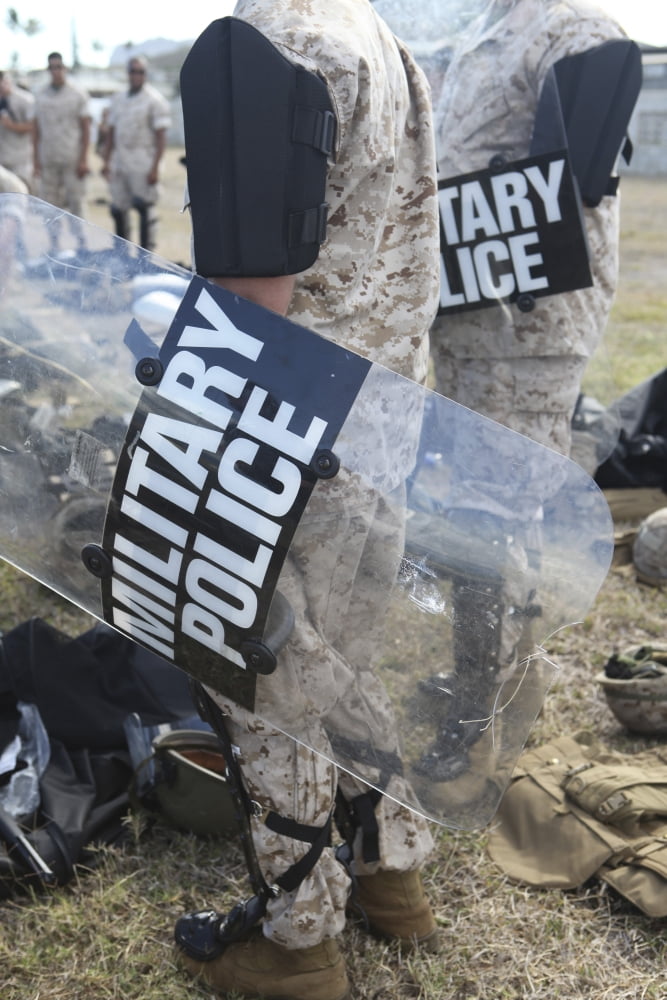 US Marines and Sailors don riot gear for drills during Exercise Lethal Breeze Canvas Art - Stocktrek Images (23 x 34)