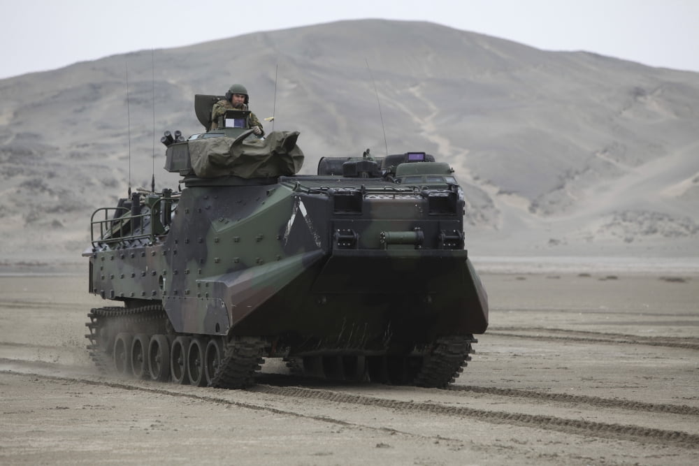 US Marines conduct an amphibious operation on a beach in Ancon Peru Canvas Art - Stocktrek Images (34 x 23)