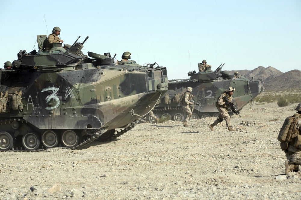 US Marines moving forward toward the breach during a deliberate assault course training evolution Canvas Art - Stocktrek Images (34 x 23)