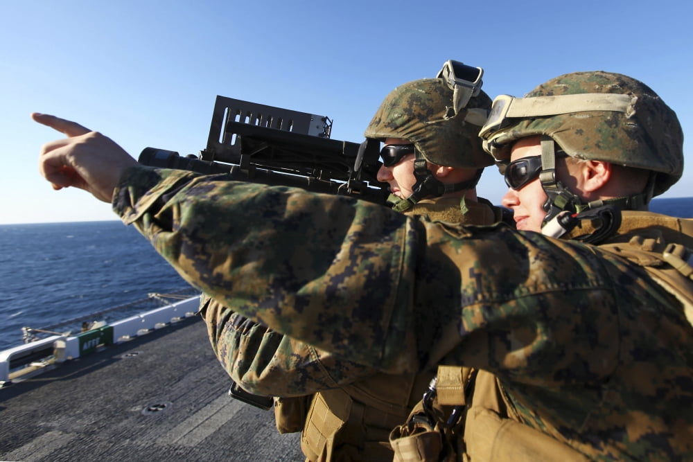 US Marines practice firing a simulated FIM-92C Stinger Missile Canvas Art - Stocktrek Images (34 x 23)