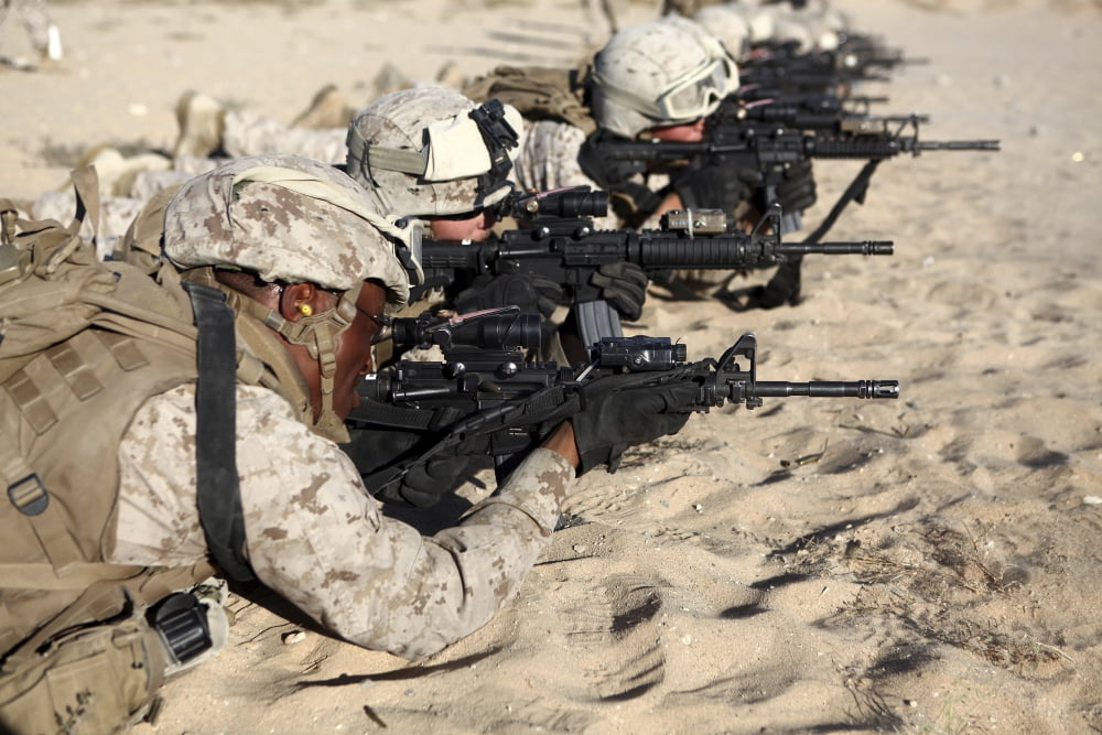 US Marines train in combat marksmanship during Enhanced Mojave Viper Canvas Art - Stocktrek Images (34 x 23)