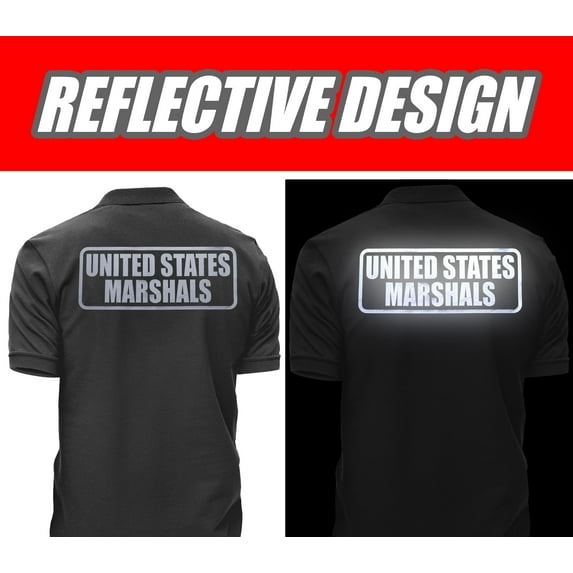 US Marshals Polo REFLECTIVE design, 100% cotton Polo pique fabric.