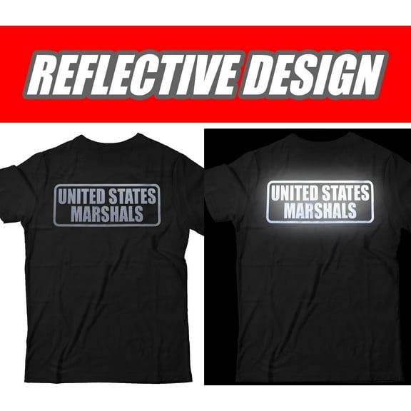 US Marshals t-shirt with REFLECTIVE logo design, 100% cotton.