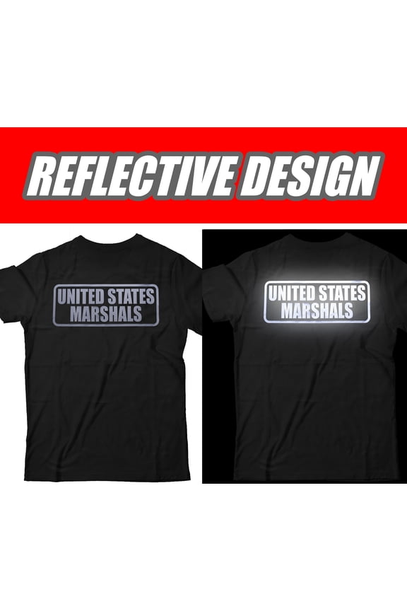 US Marshals t-shirt with REFLECTIVE logo design, 100% cotton.