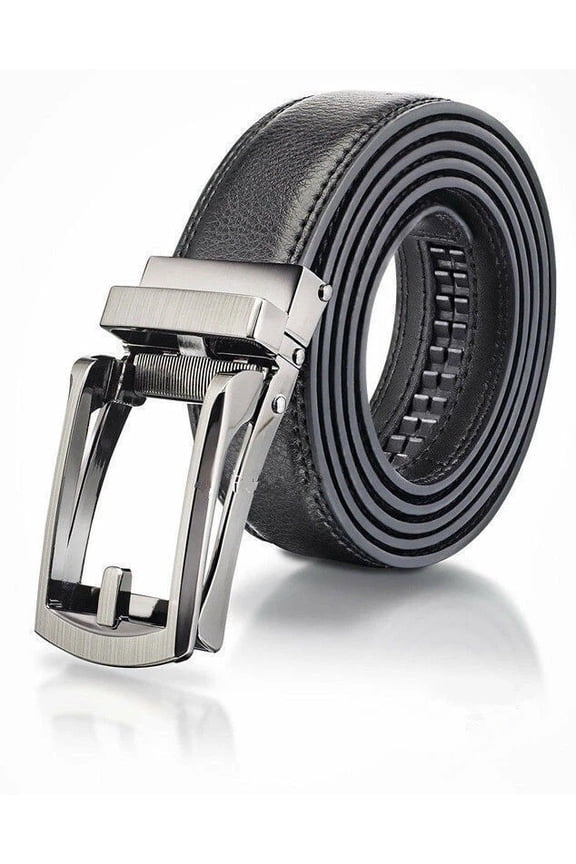 US Men's Click Lock Belt Cosy Installation Leather Automatic Buckle Lock Durable Belt 28-48