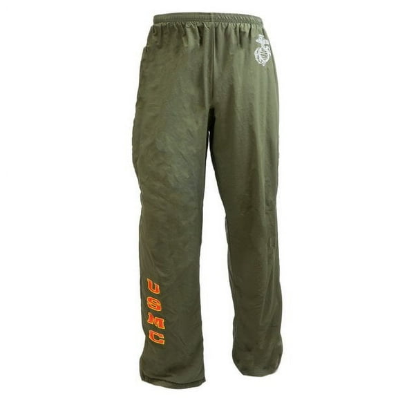 US Men's USMC Physical Training Pants, Moisture-Wicking, Lightweight, Water-Resistant, Olive Drab, Made in USA, Large/Long