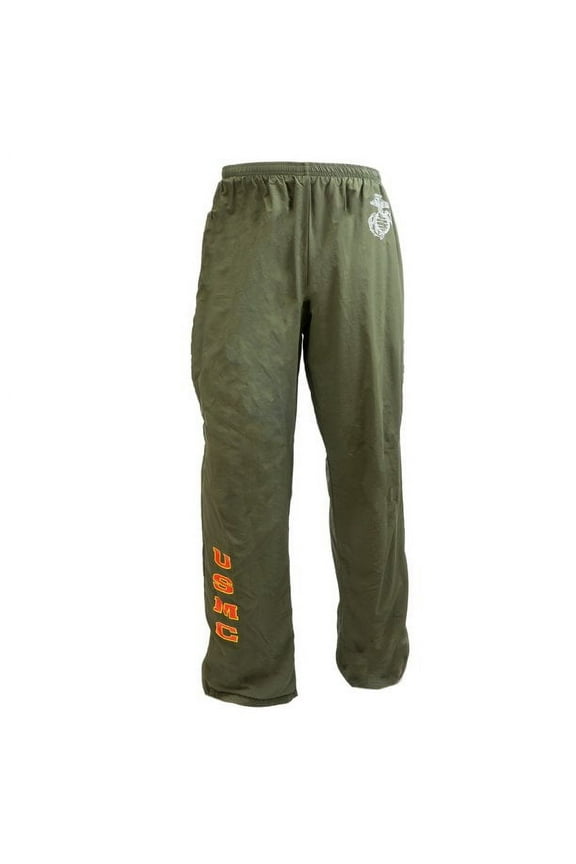 US Men's USMC Physical Training Pants, Moisture-Wicking, Lightweight, Water-Resistant, Olive Drab, Made in USA, Small/Long