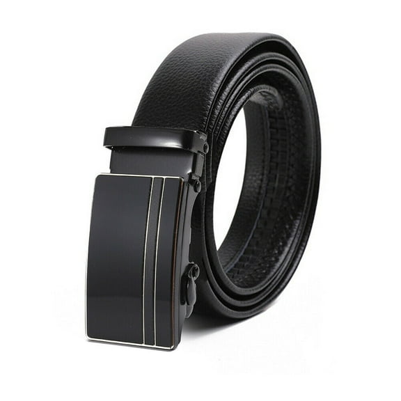 US Mens Belt Leather Ratchet Dress Belt with Automatic Sliding Buckle Adjustable