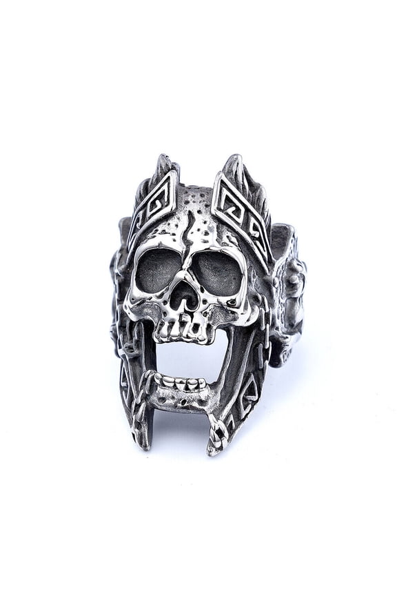Mens Stainless Steel Gothic MC Biker Skull Crown Ring Black Men Size 8-11