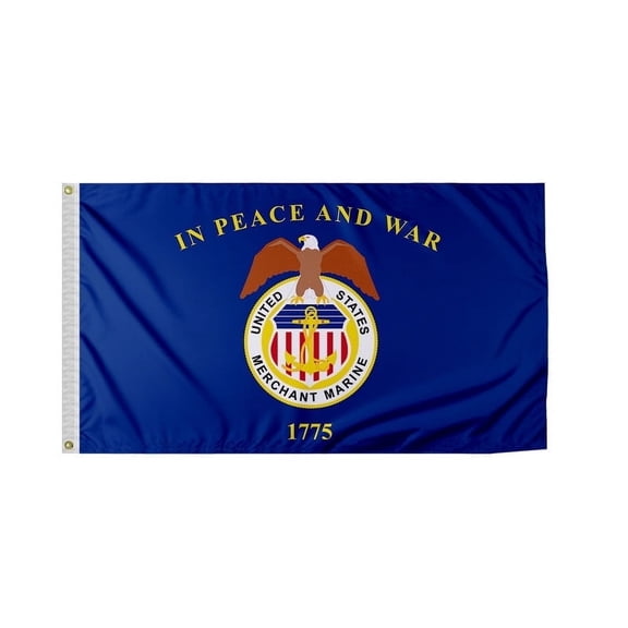 US Merchant Marines Flag 3x5 ft – Durable 200D Nylon Outdoor/Indoor Flag with Brass Grommets, Fade-Resistant Print, Reinforced Fly Ends