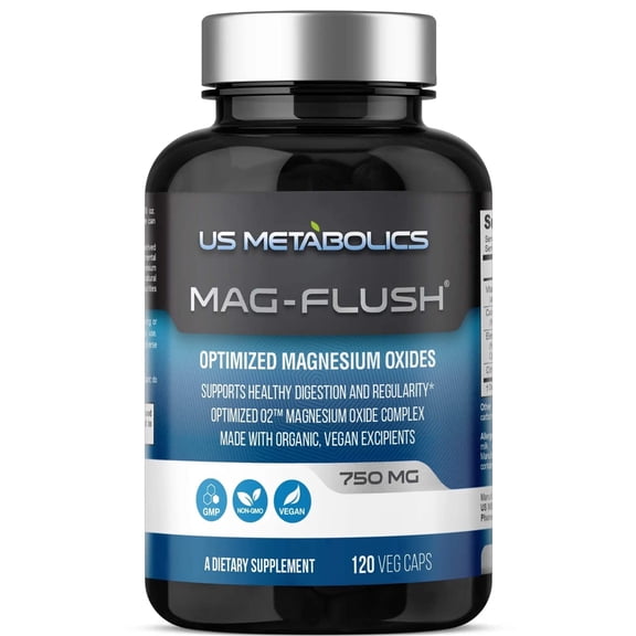 US Metabolics Mag Flush 750 mg Magnesium Oxide Colon Cleanse, 120 Count