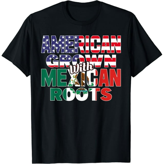 US & Mexican Flag MEXICAN ROOTS Half American Half Mexican TShirt