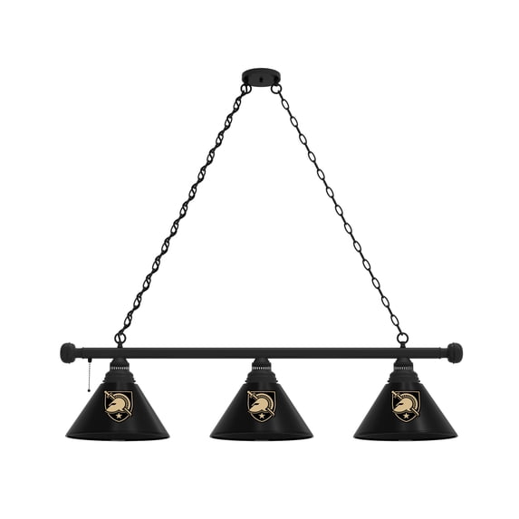 US Military Academy 3 Shade Billiard Light with Black Fixture