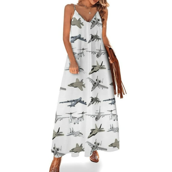 US Military Airplanes Sleeveless Dress Loose Women's Dress Dresses Luxury Evening Dresses
