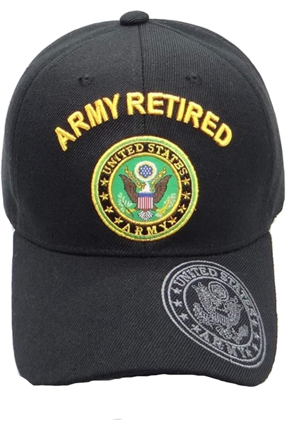 US Military Army Retired Black Adjustable Baseball Hat Cap