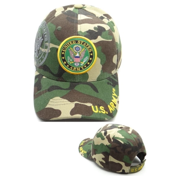 US Military Army Shield Logo Shadow Green Camouflage Adjustable Baseball Hat Cap