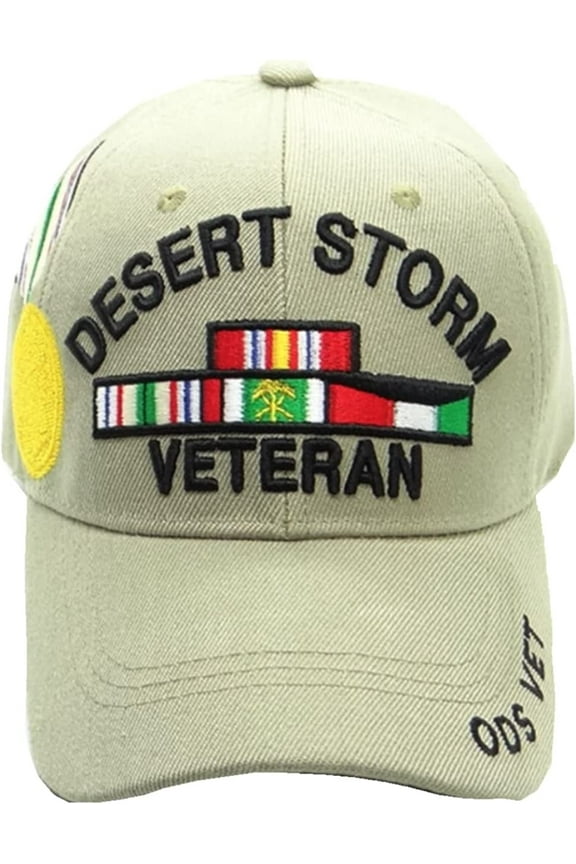 US Military Desert Storm Veteran ODS Beige Baseball Hat Cap