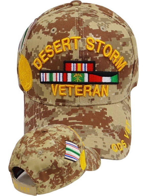US Military Desert Storm Veteran Ribbon ODS Desert Camouflage Adjustable Baseball Hat Cap