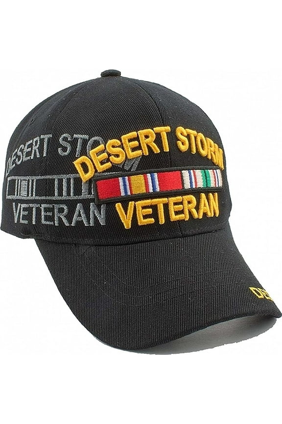 US Military Desert Storm Veteran Ribbons Shadow Mens Black Baseball Cap Hat