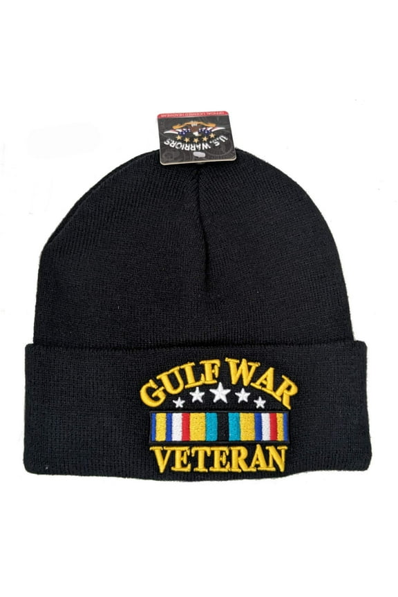 US Military Gulf War Black Skull Beanie Hat Cap