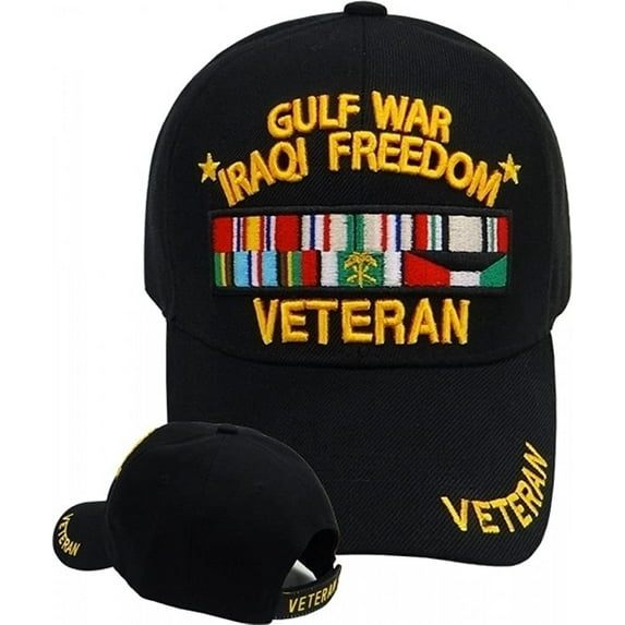 US Military Gulf War Iraqi Freedom Veteran Black Adjustable Baseball Hat Cap