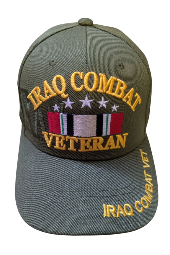 US Military Iraq Combat Veteran Olive Adjustable Baseball Hat Cap