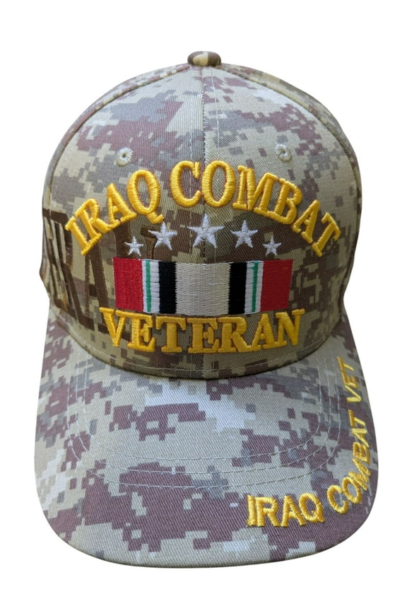 US Military Iraq Combat Veteran Ribbon Desert Camouflage Adjustable Baseball Hat Cap
