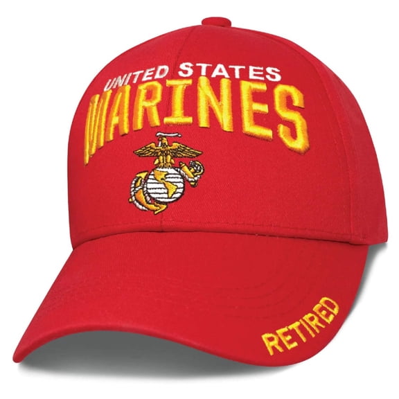 US Military Marines Bold Tactics Retired Adjustable Baseball Hat Cap (Red)
