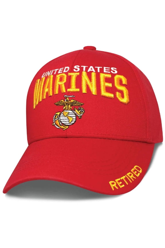 US Military Marines Bold Tactics Retired Adjustable Baseball Hat Cap (Red)