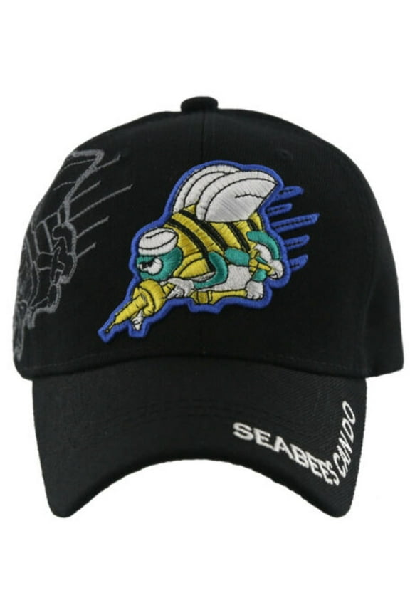 US Military Navy Seabees Can Do Black Adjustable Baseball Hat Cap