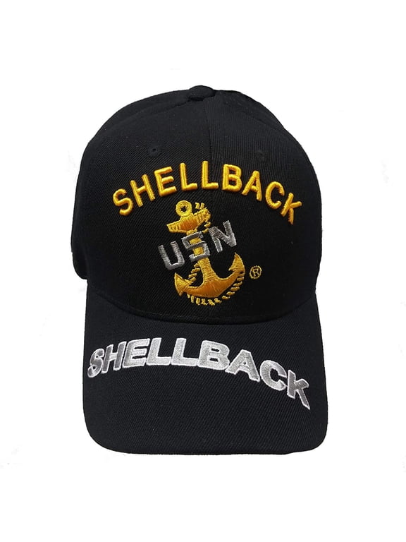 US Military Navy Shellback Black Adjustable Baseball Hat Cap