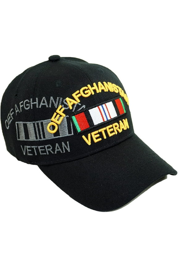 US Military OEF Afghanistan Veteran Black Baseball Hat Cap