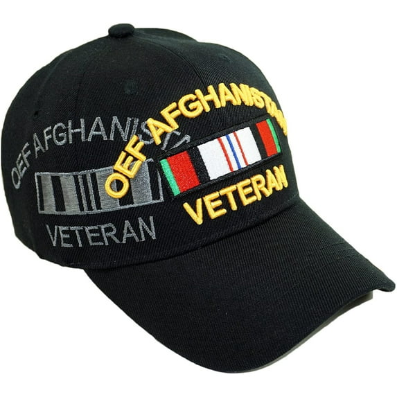 US Military OEF Afghanistan Veteran Black Baseball Hat Cap