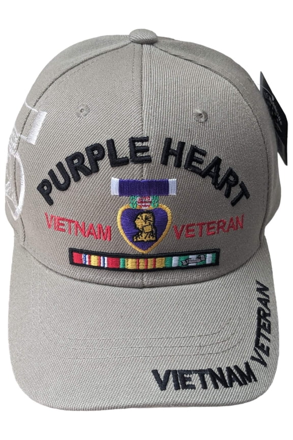 US Military Purple Heart Vietnam Veteran Khaki Adjustable Baseball Hat Cap