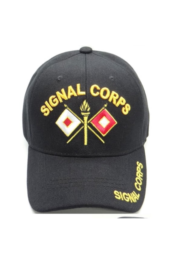 US Military Signal Corps Black Adjustable Baseball Hat Cap