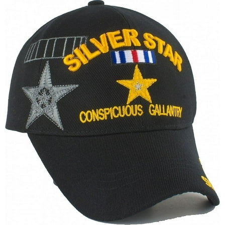 US Military Silver Star Baseball Hat Cap, One Size, Black