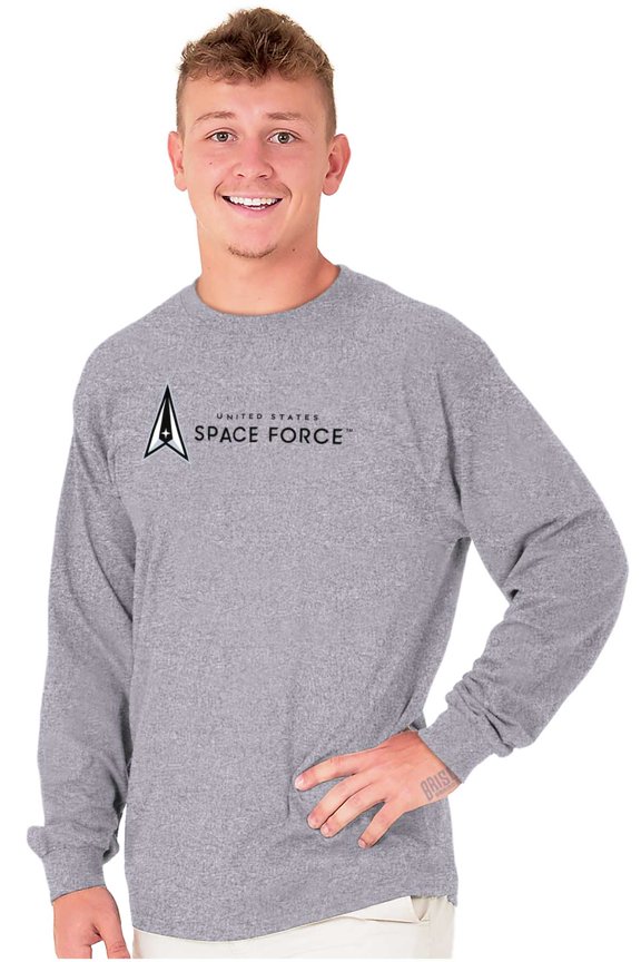 US Military USSF Space Force Logo Unisex Plus Size Long Sleeve Tee Shirt Brisco Brands 3X
