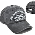 thumbnail image 1 of US Military Vietnam Desert Storm Veteran Pigment Washed Black Adjustable Baseball Hat Cap, 1 of 1