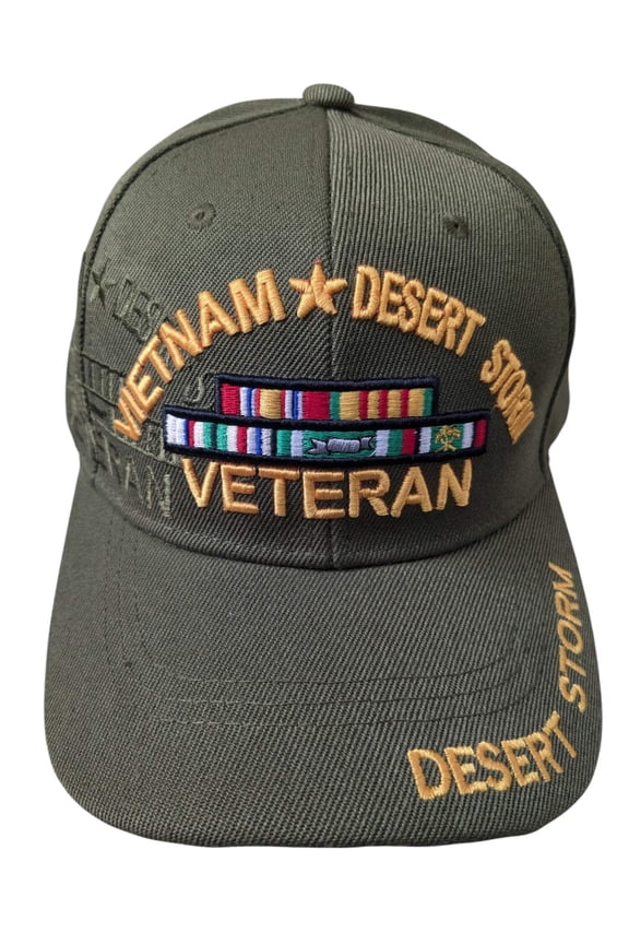 US Military Vietnam Desert Storm Veteran Ribbon Green Baseball Hat Cap