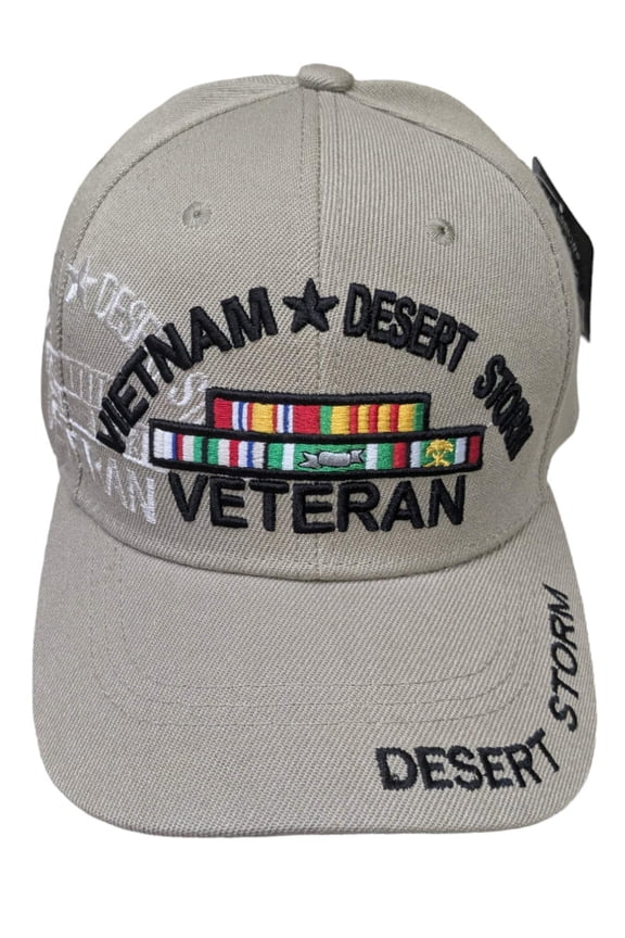 US Military Vietnam Desert Storm Veteran Ribbon Khaki Adjustable Baseball Hat Cap