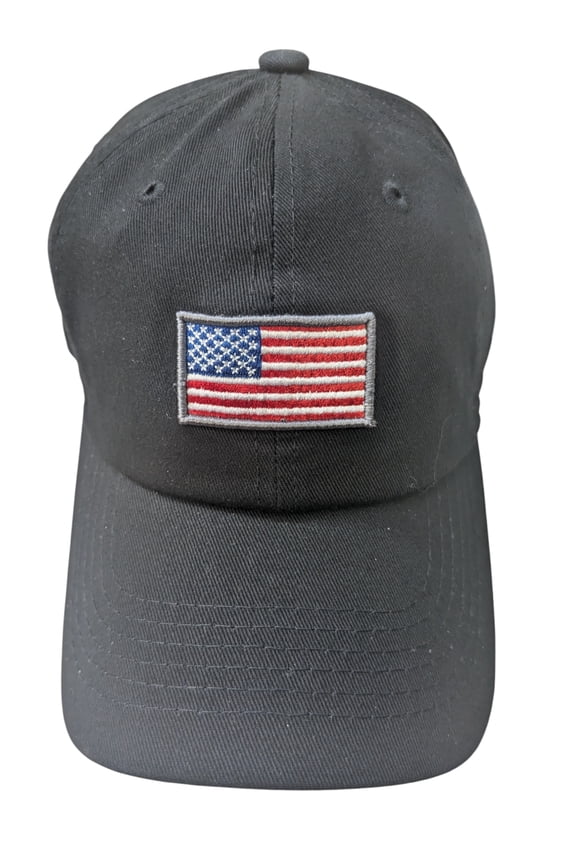US Mini Flag Black Cotton Baseball Cap