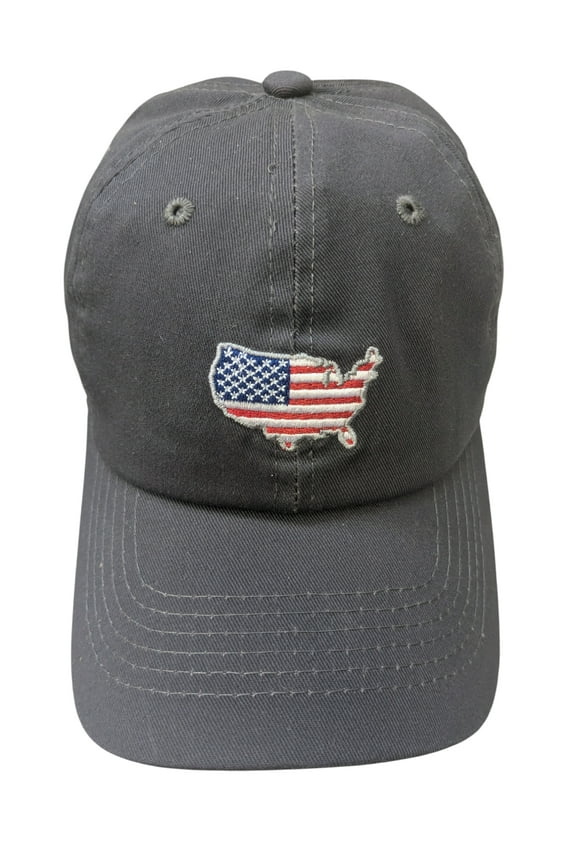US Mini Flag Map Charcoal Cotton Baseball Cap