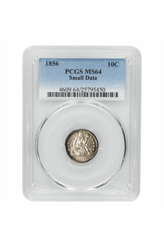 US Mint 1856 Small Date Seated Liberty Dime Coin 10C PCGS MS 64