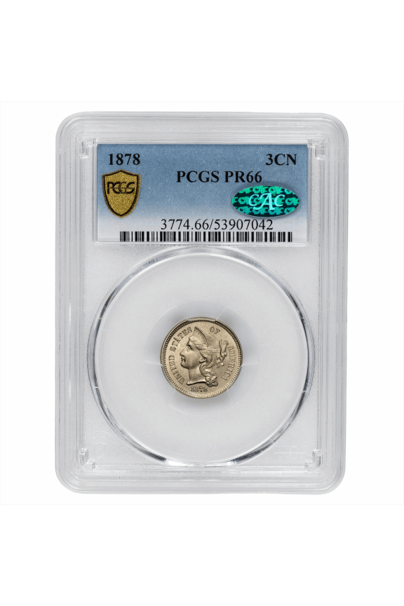 US Mint 1878 Three Cent Nickel Coin 3CN PCGS PR 66 CAC