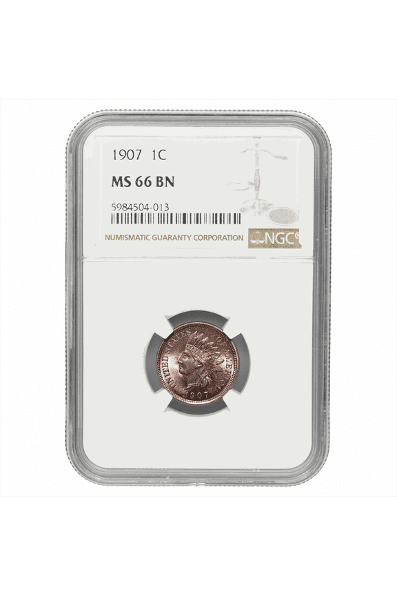 US Mint 1907 Indian Head Cent Coin 1C NGC MS 66 BN