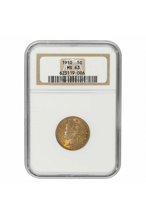 US Mint 1910 Liberty V Nickel Coin 5C NGC MS 63